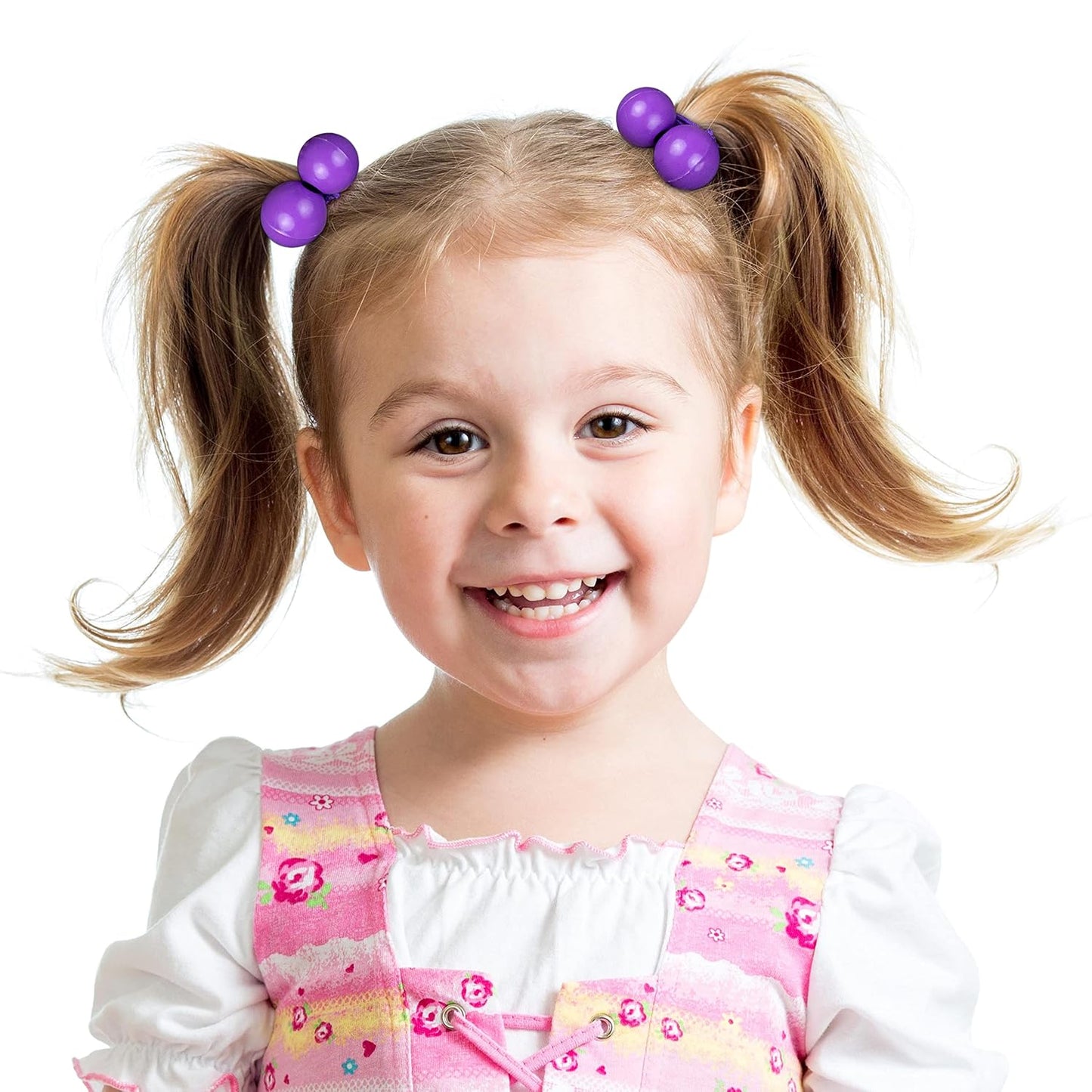 20pc Ponytailers Balls Elastics 18mm Round Opaque Multicolored Twin Beads Bauble Holders Toddler Kids Braiding Styling