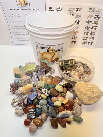 Gallon Raw and Tumbled Gemstone Crystal Mining Bucket/Kids and Adults/Geology/Unique Gifts/Educational/Crackable Geode