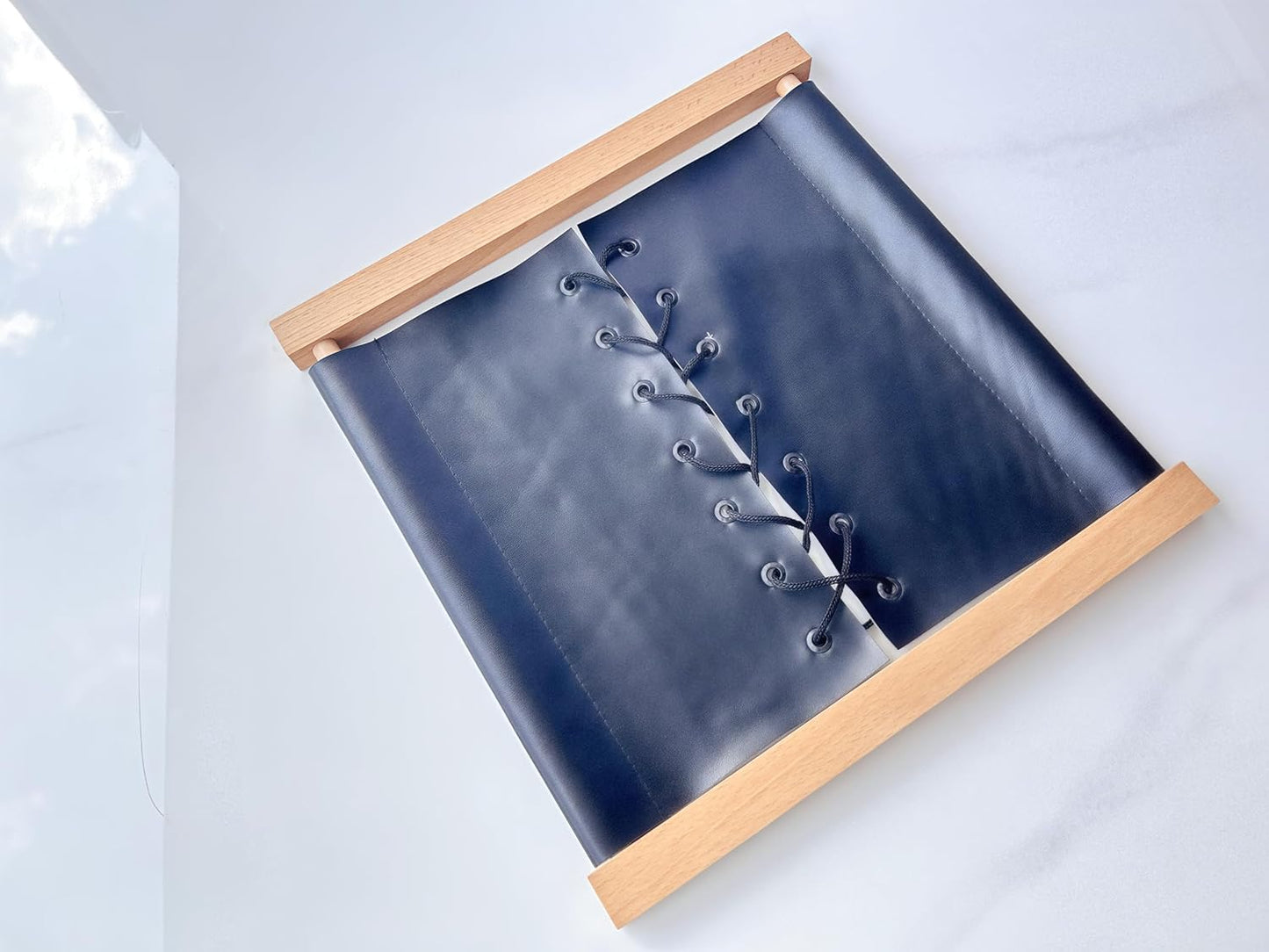 Premium Montessori Shoe Lacing Dressing Frame – Solid Beechwood & Leather Practical Life Material, Learn to Tie Shoelaces, Fine Motor Skills Self-Care Activity for Kids, Homeschool Classroom Ages 3-6