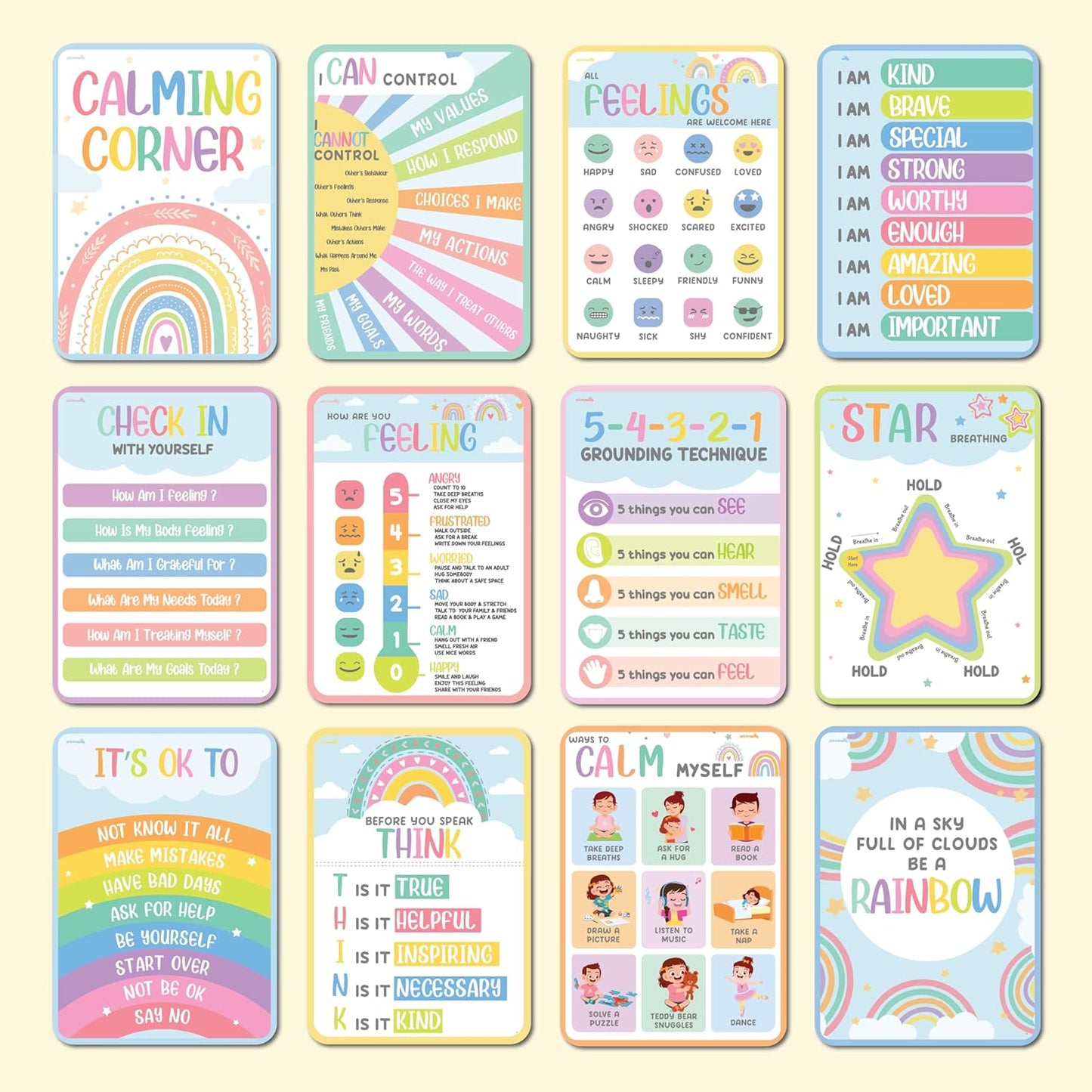jackinthebox 12 Science Posters for Classroom - 12 x 17 inches Laminated, Middle School Science Posters, Posters for High School, Science Classroom Decor, Science Bulletin Board Sets for Kids.
