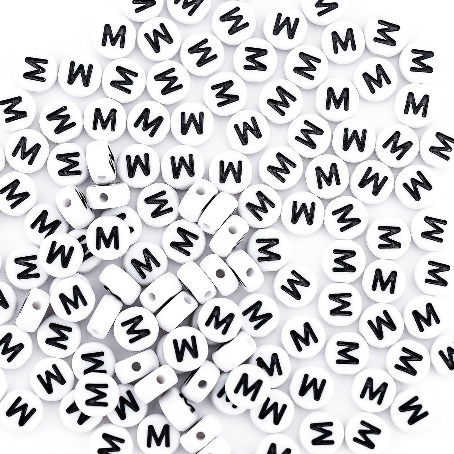 300Pcs Vowel Letter Pony Beads for Charms Bracelets Making 4X7mm Individual Round White Alphabet Beads U