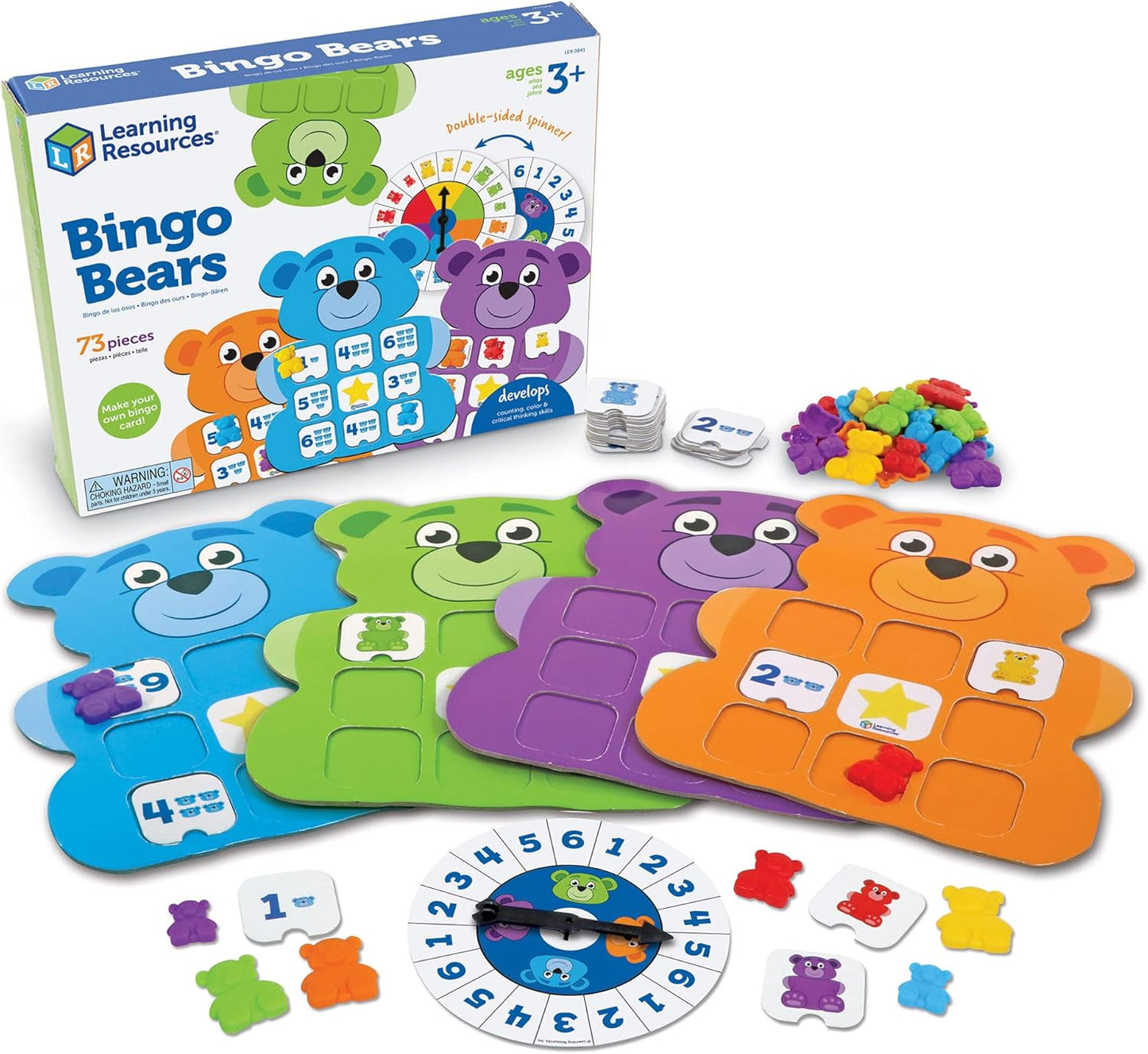 Learning Resources Bingo Bears - Custom Bingo Game for Kids, Matching Games for Toddlers 3-5, Toddler Board Games, Practice Counting and Color Recognition, Preschool and Kindergarten Classroom Toys