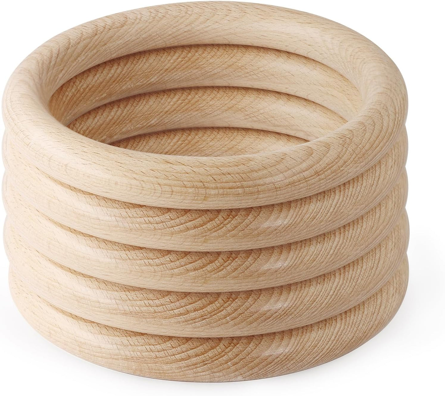 FoDau770 5pcs Natural Beech Wooden Rings, Unfinished Solid Wood Rings Heavy Duty Wood Circles, Macrame Craft Circles for Party, Home Decor & DIY Making - Outer Diameter: 3 Inch