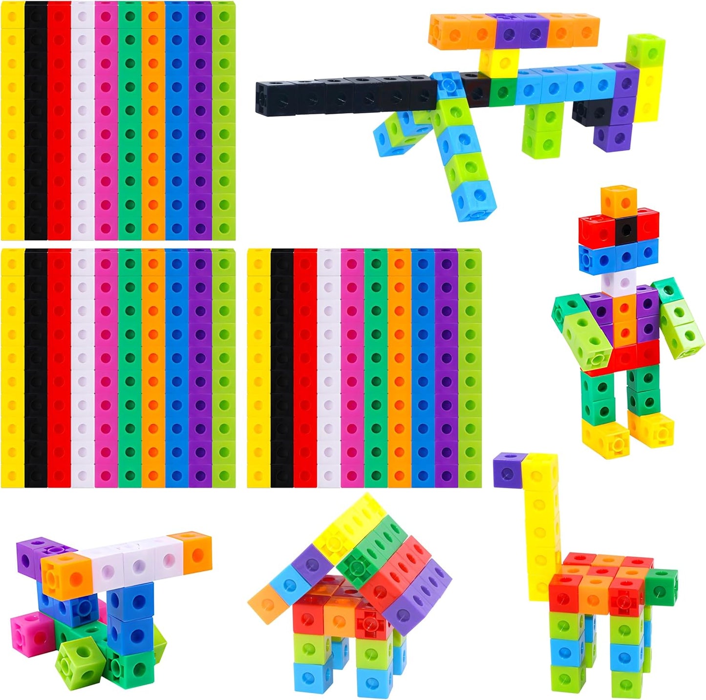SpriteGru Math Linking Cubes, Math Cubes Manipulatives with Activity Cards Linking Cube Math Counters for Kids Kindergarten Learning Activities