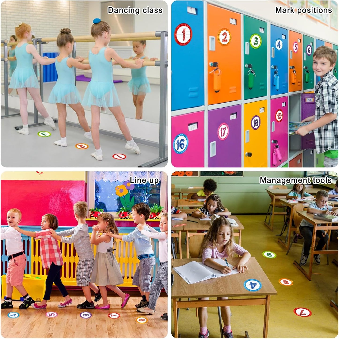 FaCraft Boho Line Up Spots for Classroom Floor - 48Pcs Floor Numbers for Classroom Lining Up Waterproof Number Stickers Markers for Preschool Kindergarten Elementary Back to School Teacher Must Haves