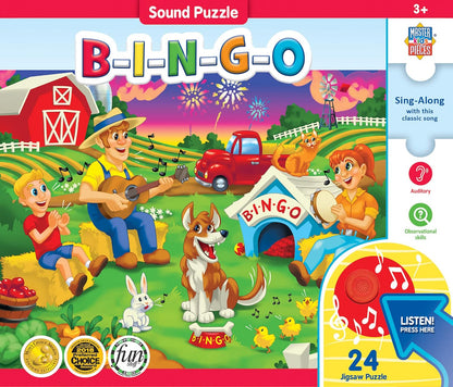 Masterpieces 24 Piece Old McDonald Sing-A-Long Sound Floor Puzzle for Kids - 18"x24"