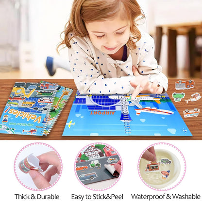 Jelly Sticker Books for Toddlers 2-4 Years, Reusable Sticker Book for Kids 1-3, Toddler Easter Basket Stuffers＆Travel Essentials Animals Stickers for Kids Toddler Plane Activities (Animals)