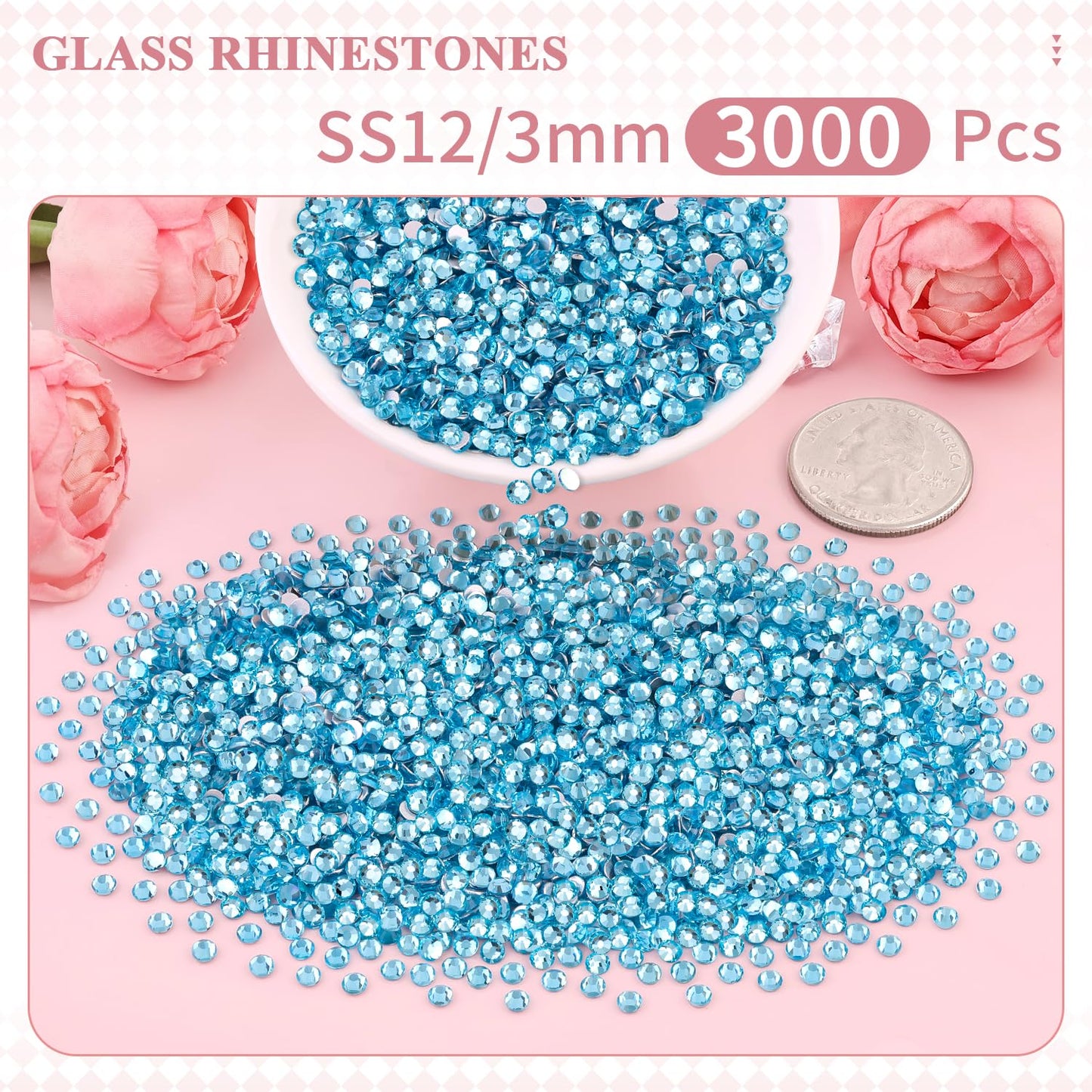 5000PCS SS6/2mm Glass Crystal Rhinestones (Clear), Bedazzling Flatback Rhinestones for Crafting DIY Crafts Nail Art Makeup Decoration, Gems Diamond Charms for Tumbler Shoes Clothing Mug