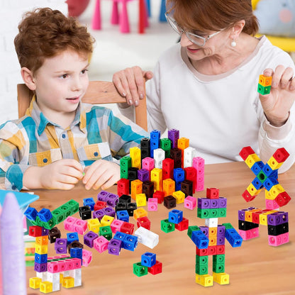 Jenaai 100 Pcs Linking Cubes Plastic Math Cubes Manipulative Counting Blocks STEM Snap Blocks Connecting and Counting for Early Math and Construction, Homeschool Preschool Supplies(Stylish)