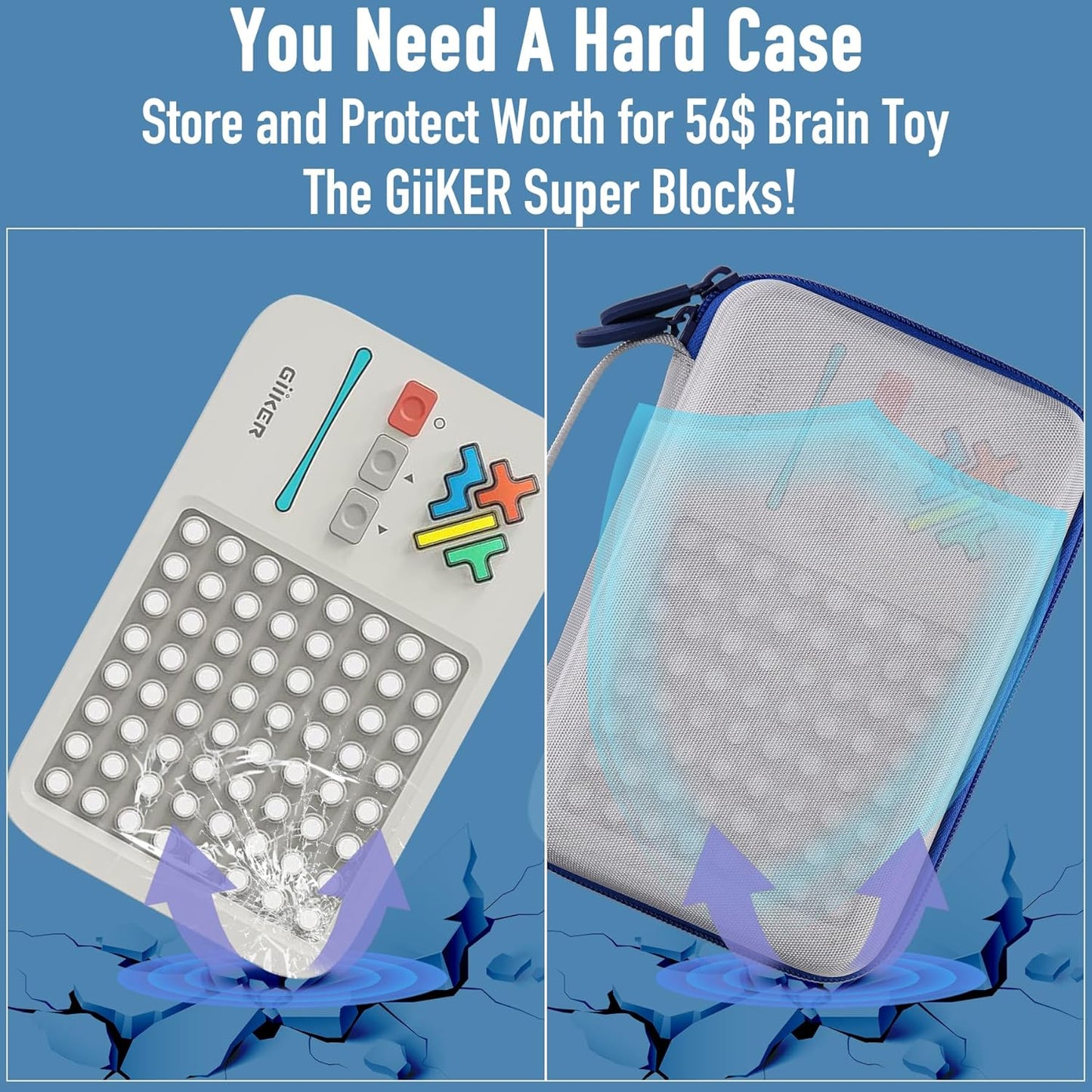 Aenllosi Case Compatible with GiiKER Super Blocks Pattern Matching Puzzle Games, Mesh Pocket for Colored Pieces & Batteries (Case Only)