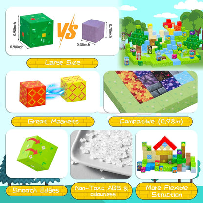Mini Magnetic Tiles,78PCS Travel Magnetic Tiles Set with Iron Box,Portable Building Blocks for Kids Ages 3+,Car Airplane Travel Essentials Kids Toy,Creative STEM Toys Birthday Gift for Boys & Girls