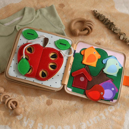 GOODMOM Busy Book for Toddlers Age 1-3 - Interactive Quiet Felt Activity Book, Travel Toys for Kids,Learning Toys, Fine Motor Skills, Color Shape Recognition,