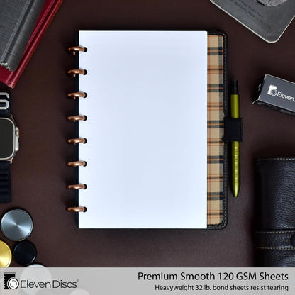 Eleven Discs Discbound Paper, Junior Size Mileage Log Sheets - Premium 120gsm Heavyweight Notebook & Planner Refills - 8 Discs, 5.5 x 8.5 in - Punched for Circa, Arc, TUL (50 Sheets)