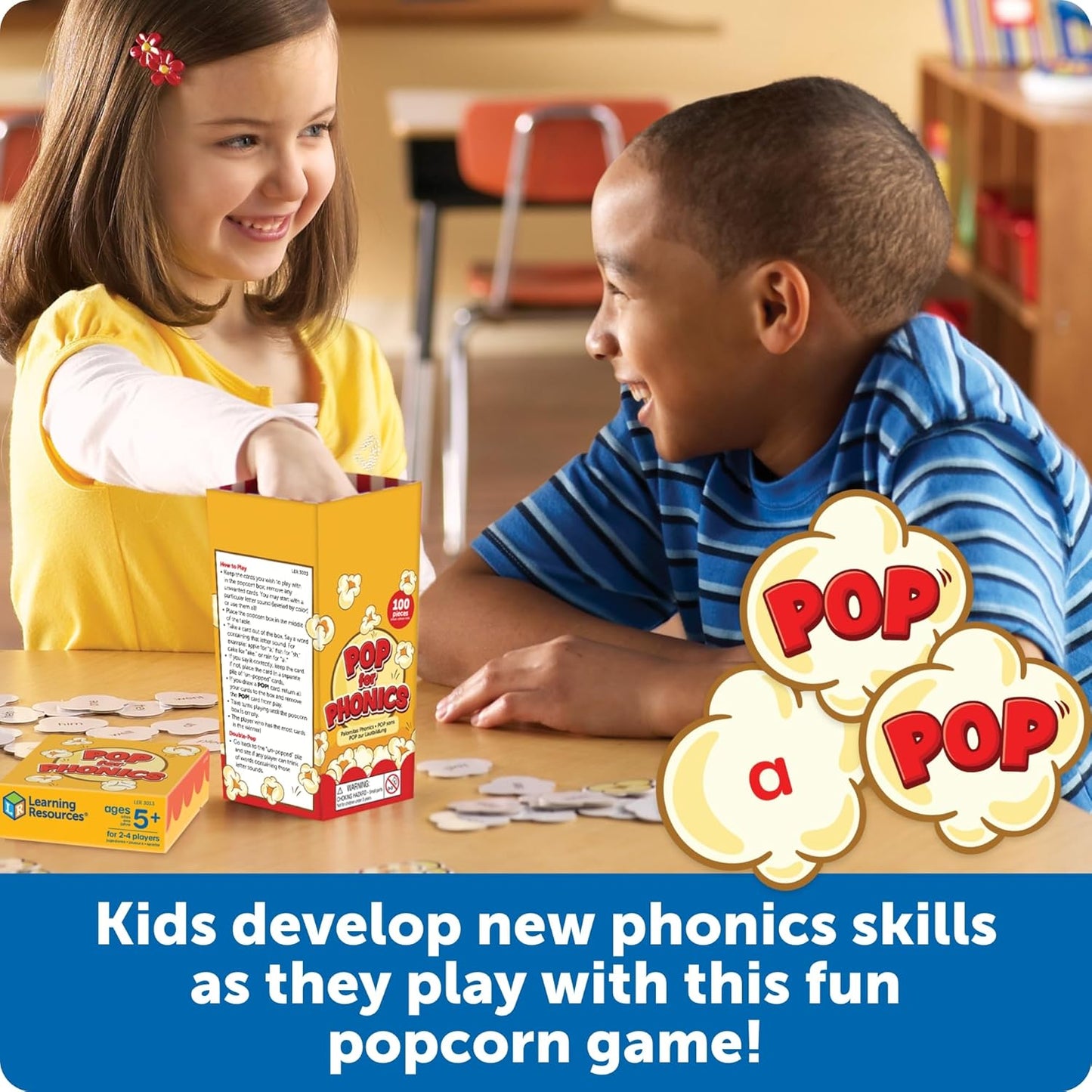 Learning Resources POP for Phonics - Learn to Read Phonics Flash Cards, Kindergarten Learning Games for Kids 5-7, Homeschool Spelling & Language Development Activities, Reading Flash Cards