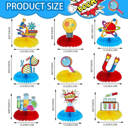 Fainne 9 Pcs Science Party Decorations Science Lab Themed Honeycomb Centerpiece Table Toppers for Kids Scientist Laboratory Party