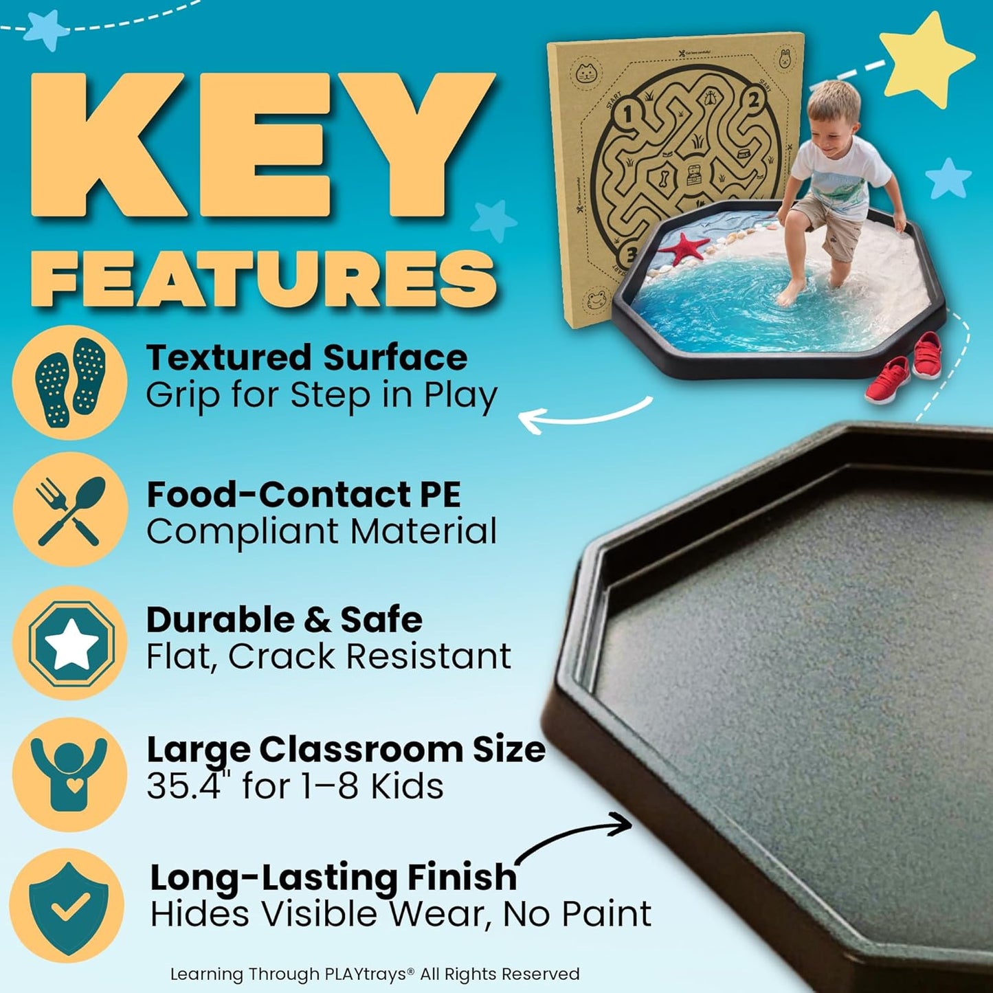 Tuff Tray 27.5” Small [Brown] Sensory Play for Kids, Toddler Sensory Bin for Sand and Water Play, Indoor Activity Sensory Tray, Outdoor Sandbox