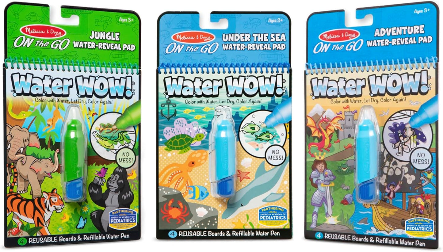 Melissa & Doug Water Wow! Reusable Water-Reveal Activity Pad 2-Pack - Vehicles, Animals Travel Toys, Party Favors, Mess Free Coloring Books for Kids Ages 3+ - FSC Certified