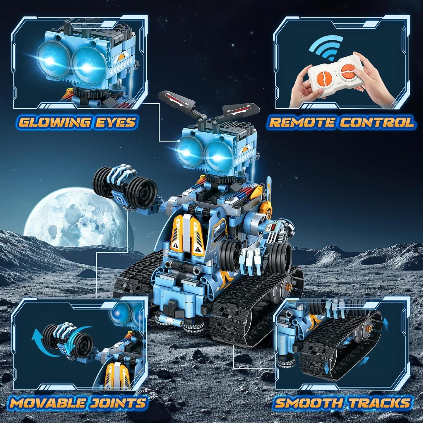 4-in-1 Rechargeable Remote Control RC Robot Building Toys for Kids, STEM Educational Building Block Robotics Kit Gifts for Christmas Boys Girls Ages 6 7 8 9 10 11 12+ (813PCS)