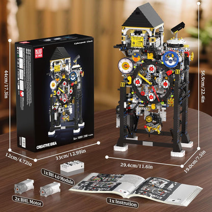 Mould King Cyberpunk Grand Clock Building Set 10160, 3675+ PCS Motorized DIY Clock Model with Mechanical Gears, APP Control & Real-Time Display, Advanced Engineering Toy for Adults & Teens 14+