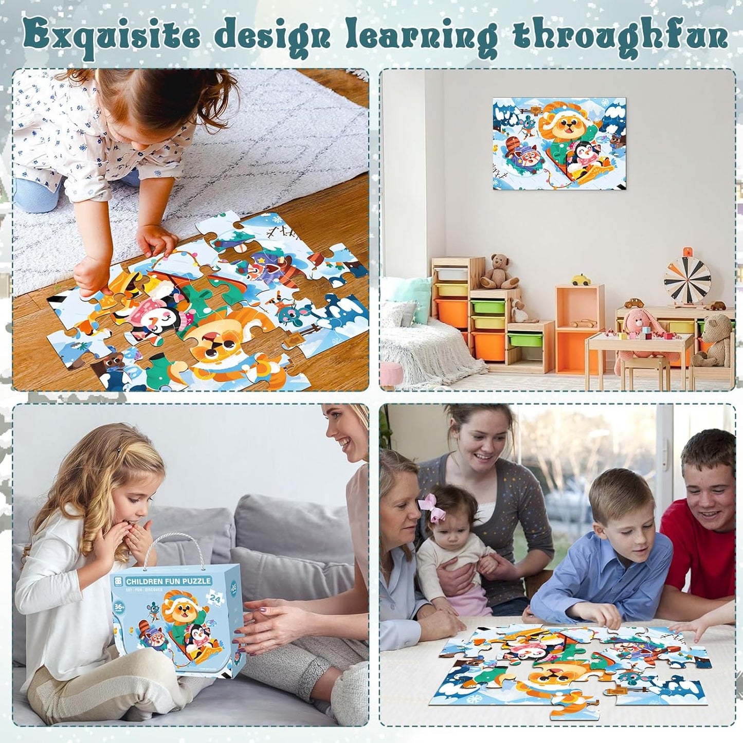 Jumbo Floor Puzzle for Kids, Large Jigsaw Puzzles 24 Piece for Kids Ages 3-5,Preschool Learning & Education Toys, Gifts for 4-8 Year Old Boys and Girls (Jungle Animals)