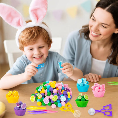 EZdhuawuse Summer Fine Motor Toys - 270Pcs Counting Sorting Sensory Bin Filler Set for Kids Xmas Counting Toy with Felt Xmas Tree Pom Poms Cup Clip for Preschool Education Activities