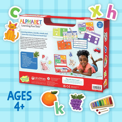 Peaceable Kingdom Alphabet Learning Fun Tote, Hands-on Literacy Activity Set with Magnetic Letters Sheets, Early Reading Skills Development, Kids Age 4+, Portable Classroom Home Organization