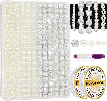 Hpebl 2136PCS Beads for Bracelets Pearl Bracelet Making Kit Friendship Bracelet Kits Bracelet Bead Kits Small Pearl Bead and Gold Beads Beading Kit for Bracelets Jewelry Making Kit
