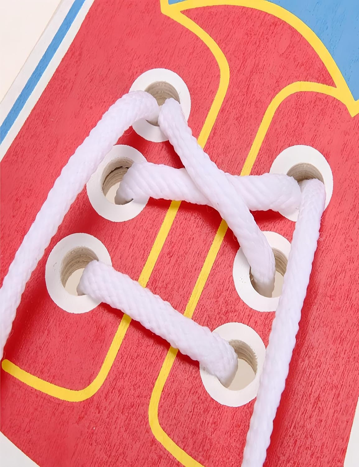 bepisof2 pcs of Wooden lace up Shoes lace up Practice Board fine Motor Skills Decoration Accessories（6.9inch）