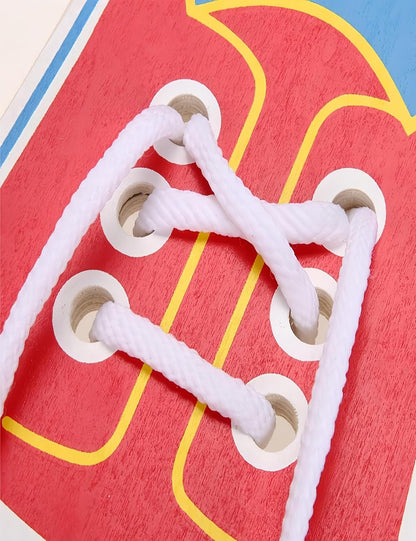 bepisof2 pcs of Wooden lace up Shoes lace up Practice Board fine Motor Skills Decoration Accessories（6.9inch）