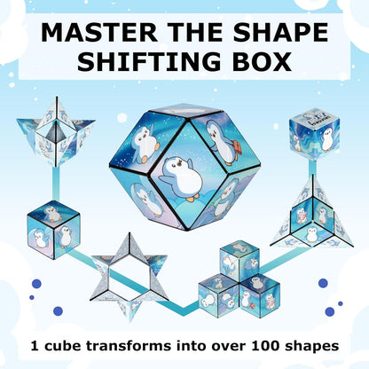 Shashibo Pudgy Penguins Shape Shifting Box – STEM Fidget Toy with Ultra Strong Magnets, Puzzle Cube Transforms into 100+ Shapes, Sensory Gift for Kids, Teens, and Adults (Paxton)