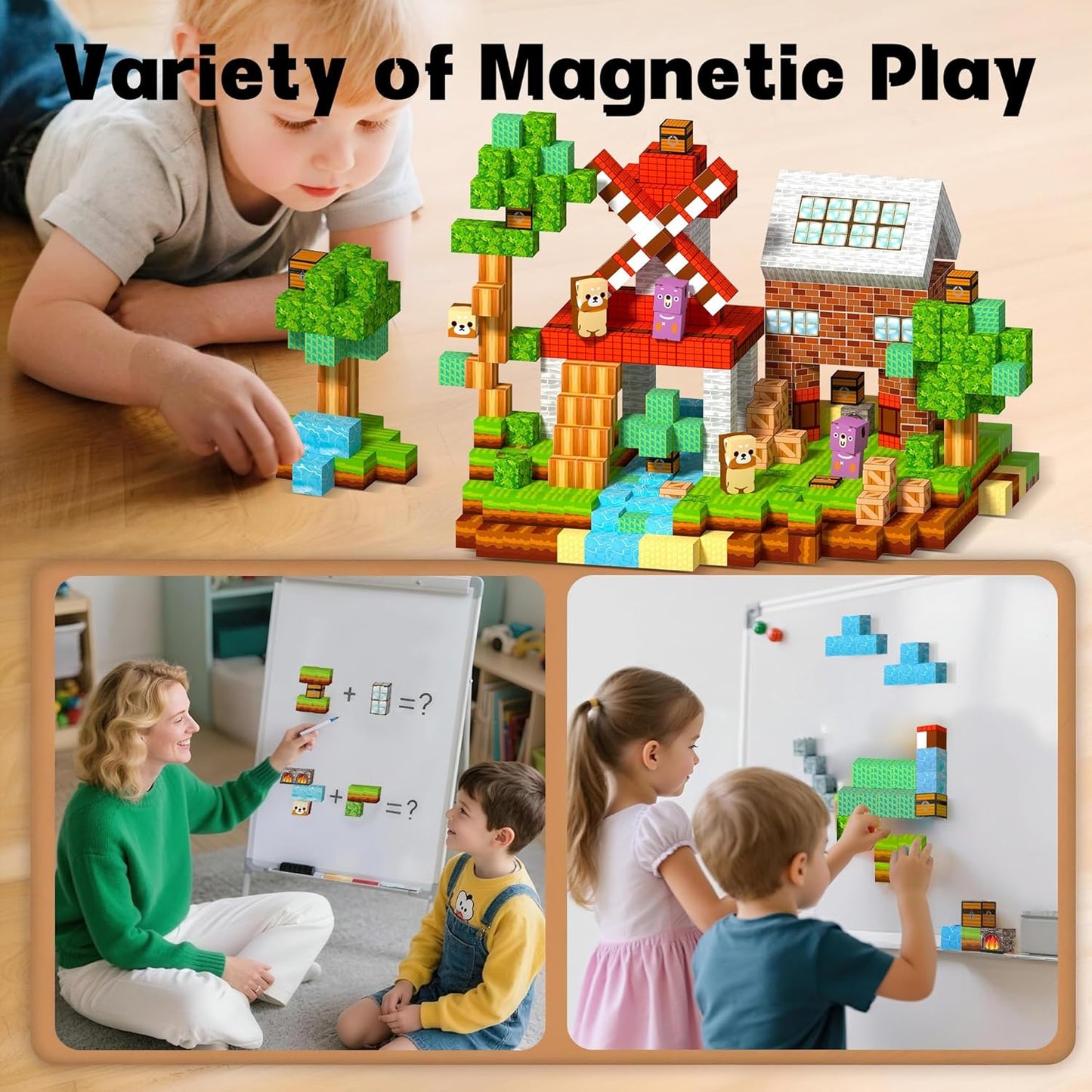 Mini Magnetic Tiles Toddler Travel Essentials Set,1.5Inch 42PCS Magnetic Building Tiles Portable Construction Toys for Airplane Car Kid Aged 3+ Birthday Gift