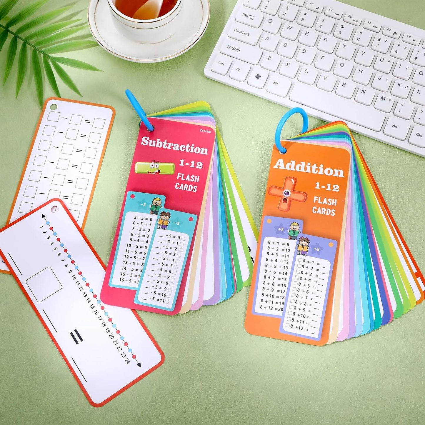30PCS Reusable Multiplication Flash Cards&Division Flash Cards with 4 Dry Erase Pens 2 Rings,Math Flashcards for 1st to 3rd Grades,Math Games for Classroom and Home