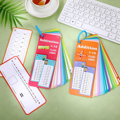 30PCS Reusable Multiplication Flash Cards&Division Flash Cards with 4 Dry Erase Pens 2 Rings,Math Flashcards for 1st to 3rd Grades,Math Games for Classroom and Home