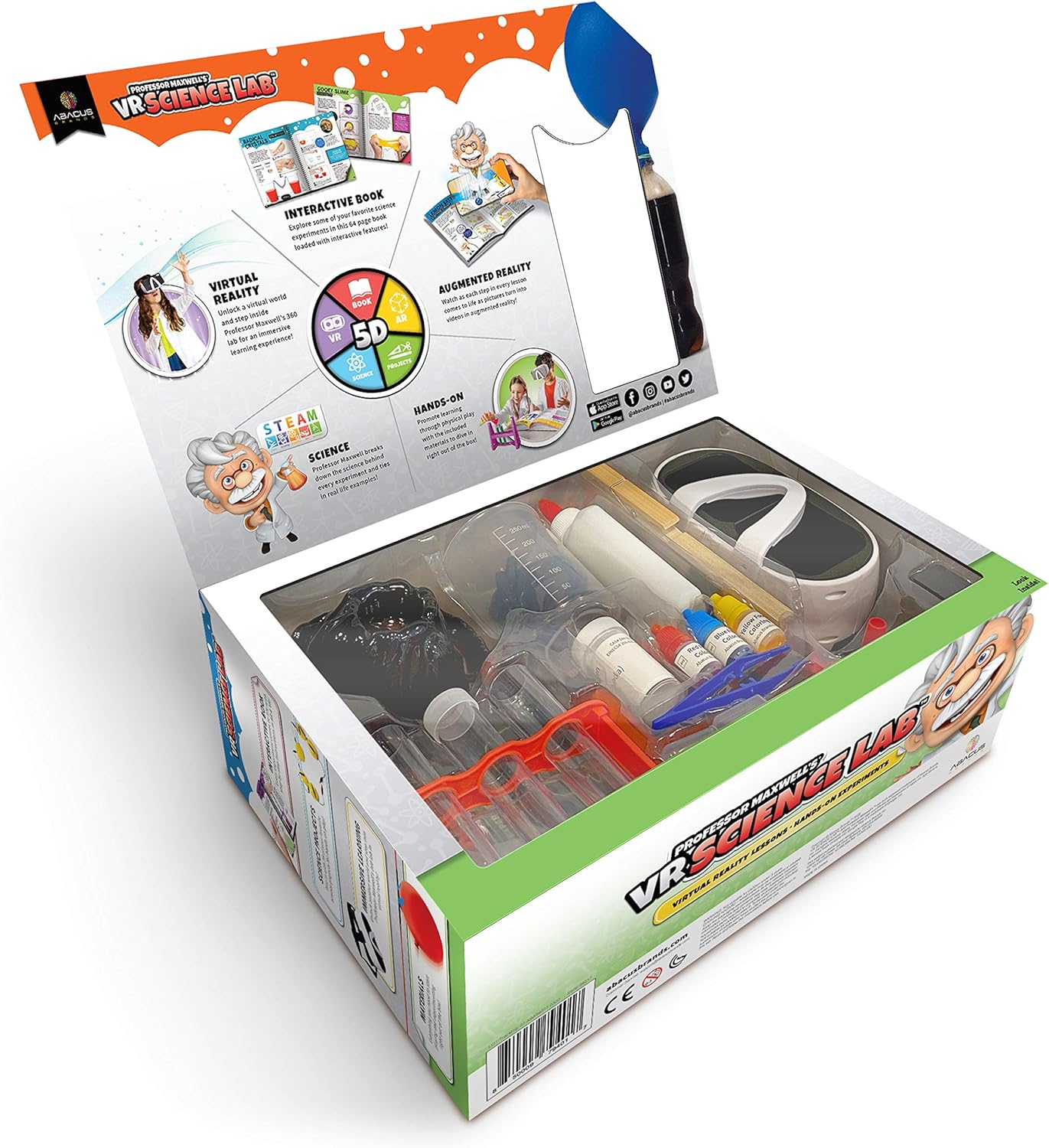 Professor Maxwell's VR Science Lab - Virtual Reality Kids Science Kit, Book and Interactive STEM Learning Activity Set (Full Version - Includes Goggles) - for Ages 8 and Up