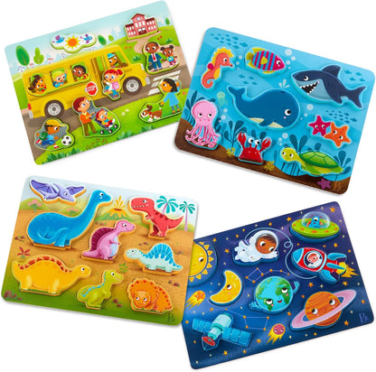 B. toys – Peek & Explore – School BusChunky Puzzle for Toddlers,Educational & Developmental Toys for Kids – 2+ Years