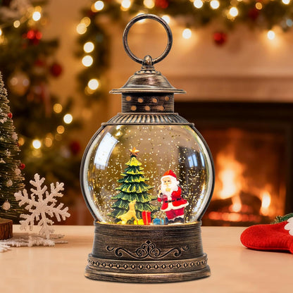 Christmas Snow Globes Lantern, Church and Christmas Tree Christmas Decorations Indoor, 6H Timer Battery & USB Powered Light Up Musical Snow Globes for Kids Women Adults Gift Thanksgiving Home Decor