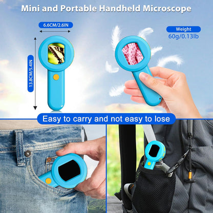 Pocket Digital Microscope for Adults Kids: 100X Handheld Magnifying Glass with Light, USB Coin Magnifier for Collector, Portable Jewelers Loupe with 2" Screen, Mini Scope for Trichome