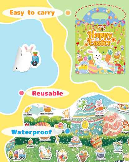 Benresive Reusable Sticker Books for Toddlers, Fun Travel Stickers for Kids, Toddler Sticker Book, Crafts Activities for Toddlers, 3 and Up Birthady Gifts - Vehicle