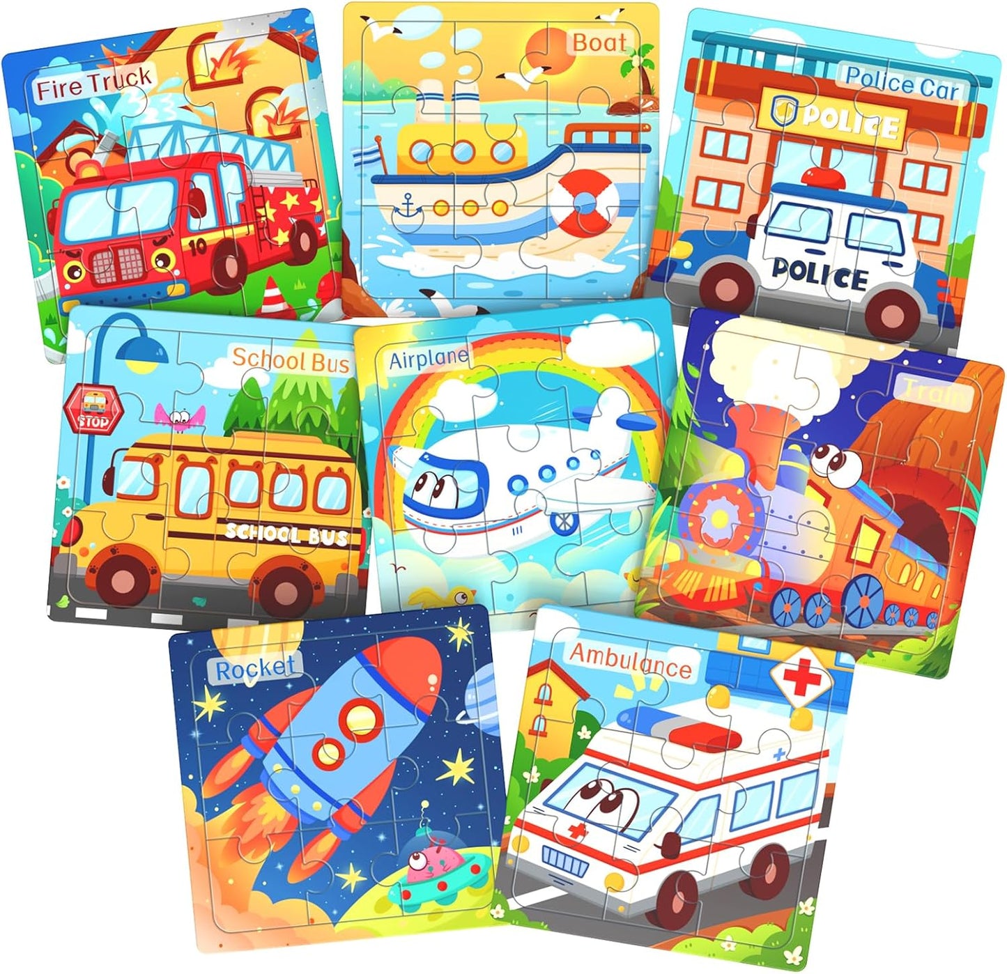 Zeoddler Wooden Puzzles for Toddlers, 8 Pack Farm Animal Jigsaw Puzzles for Kids3-5, 9 Pieces Preschool Learning Activities, Learning & Educational Toys, Gift for Boys, Girls