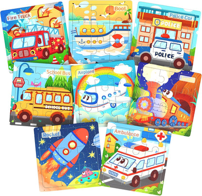 Zeoddler Wooden Puzzles for Toddlers, 8 Pack Farm Animal Jigsaw Puzzles for Kids3-5, 9 Pieces Preschool Learning Activities, Learning & Educational Toys, Gift for Boys, Girls