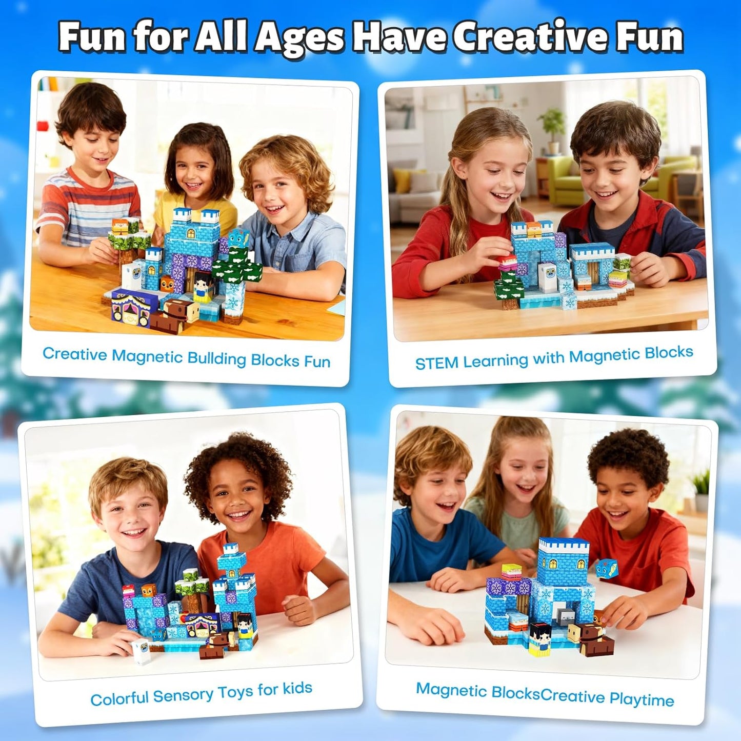 150pcs Magnetic Blocks,Magnetic Building Blocks STEM Toys for Kids Ages 3+,Magnet Tiles with Forest Animals Blocks Set, Educational Sensory Toys for Toddlers,Boys & Girls–Creative Game Gift