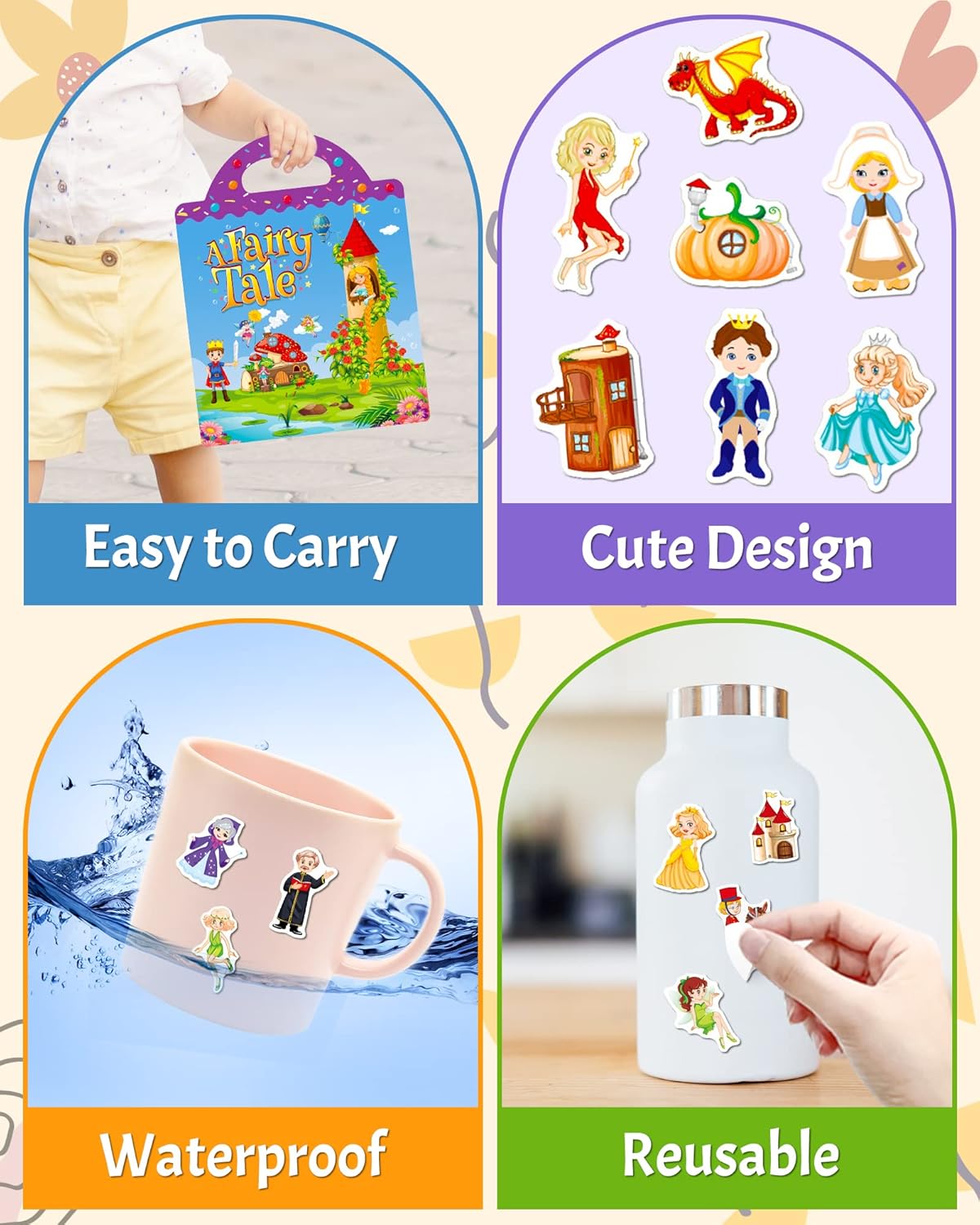 Benresive Reusable Sticker Books for Toddlers, Fun Travel Stickers for Kids, Toddler Sticker Book, Crafts Activities for Toddlers, 3 and Up Birthady Gifts - Vehicle
