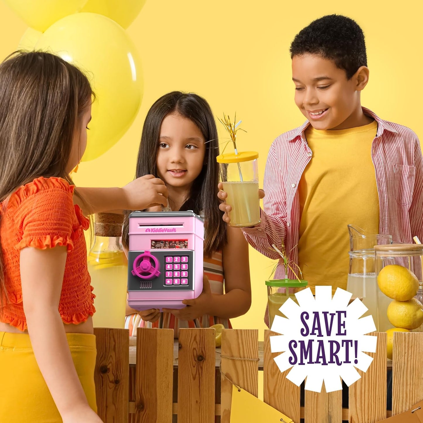 Piggy Bank for Kids - Electronic Money Saving Box w/Code- ATM Safe - Toy Coin Bank - Toys for Girls Age 3, 4, 5, 6, 7 - Birthday Gifts for 8, 9, 10, 11, 12 Year Old Girl (Pink & Silver)