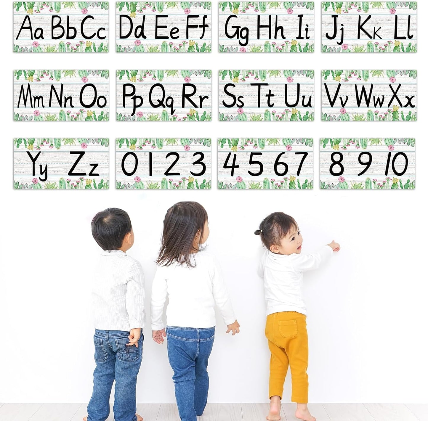 gisgfim 12 Pieces Alphabet Bulletin Board Strips Set Boho Rainbow Alphabet Line ABC Alphabet Banner & Number Border Posters for Preschool Kindergarten Classroom Playroom Bedroom (Boho)