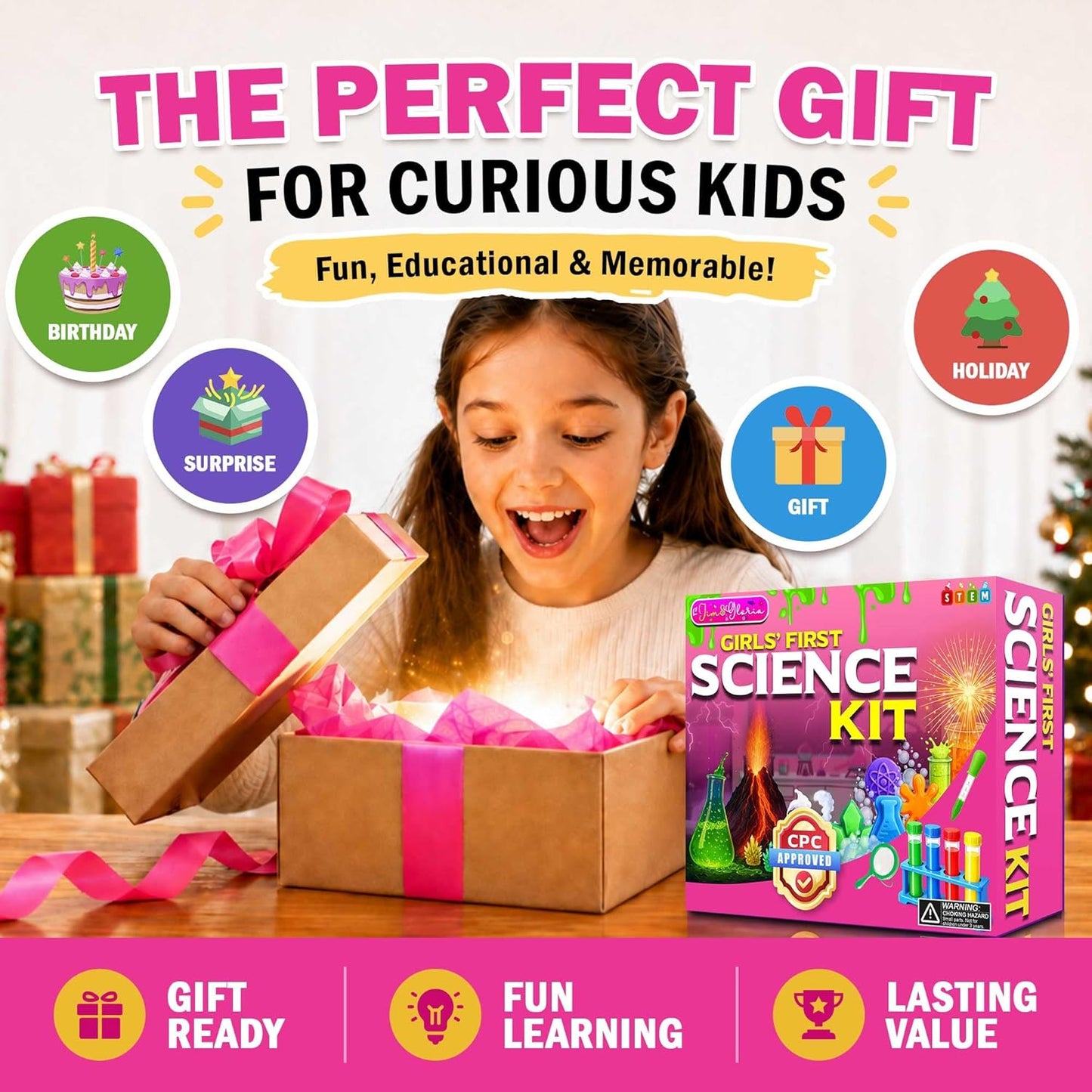 Jim&Gloria Science Kits for Kids Age 5-7 8-12 Year Old Birthday Gifts for Girls Boys, Learning & Educational Toys, Stem Toys, Chemistry Set, Science Experiments for Kids Volcano Projects