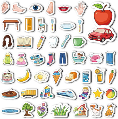 50 First Words Fridge Magnets for Toddlers,Refrigerator Magnets for Kids Baby Reading Speech Therapy Learn to Read Educational Learning Magnetic Toys for Whiteboard Preschool Homeschool