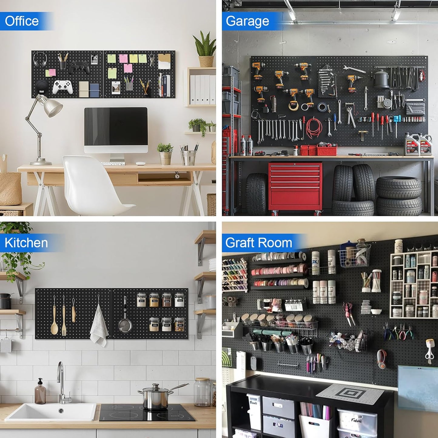 Peg Board, 2 Pack Metal Pegboard Panels Pink Pegboards Wall Organizer with Frame Large Heavy Duty Peg Board with Hooks for Walls Home,Garage Tool Storage,Office Organization,Kitchen 24”×16”