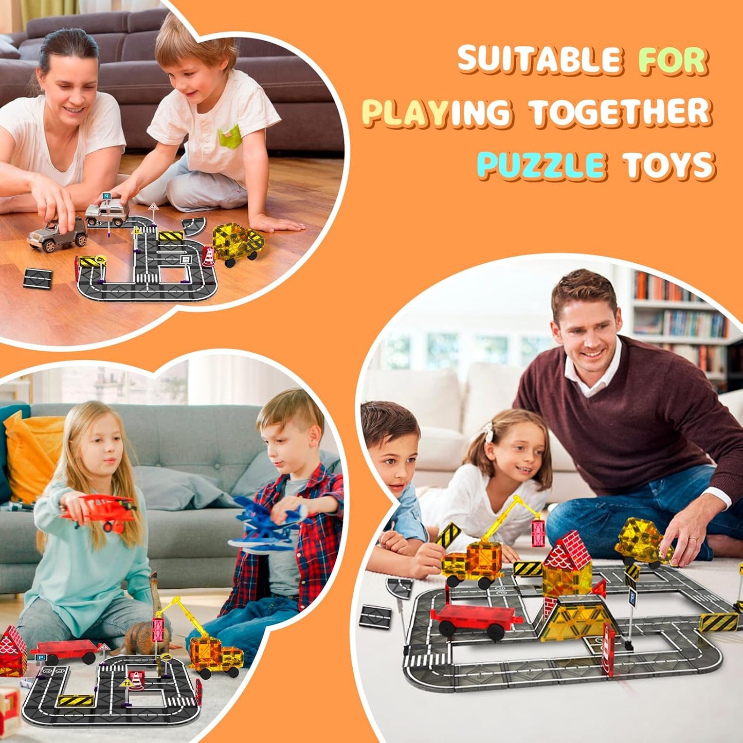 Mruikeny Magnetic Tiles Building Blocks for 3 4 5 6 7 8+ Years Old Boys Girls Colorful Magnet Stacking Toys Birthday Gift for Toddlers STEM Preschool Educational Construction Tiles Set