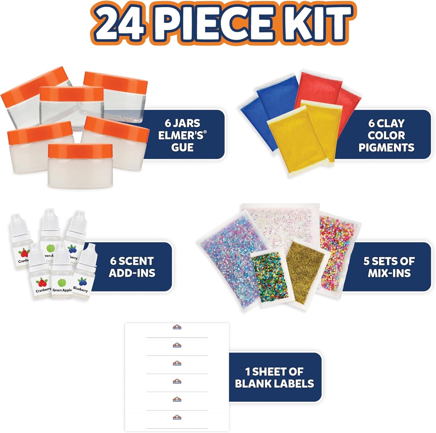 Elmer's Color Wheel Slime Kit, Includes Premade Slime, Clay Color Pigments, Scents, Sheet Labels, 24 Piece Kit - Arts & Crafts, Kids DIY Fun, Summer Activity