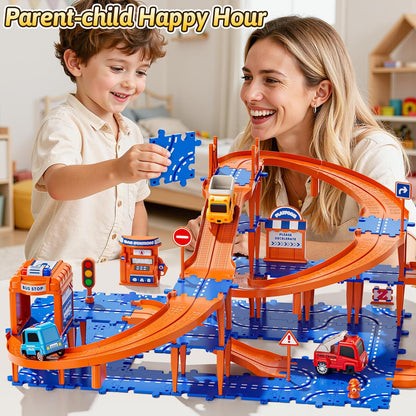 Toddler Puzzles Track Cars Toys for Kids, Boys and Girls Age 3-5 4-7, Floor Puzzle Race Track with Cars and Road Signs, Birthday Toy Games for 3 4 5 6 7 8 Year Old Birthday Gifts